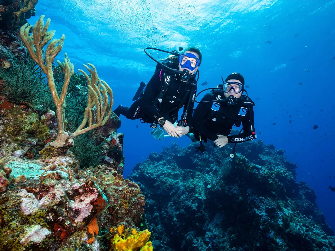 Scuba diving on a superyacht charter vacation in SCUBAPRO gear